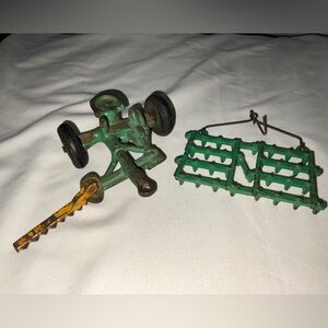 Vintage Lot of 2 Metal/Cast Iron Farm Implements Tools Arcade Green